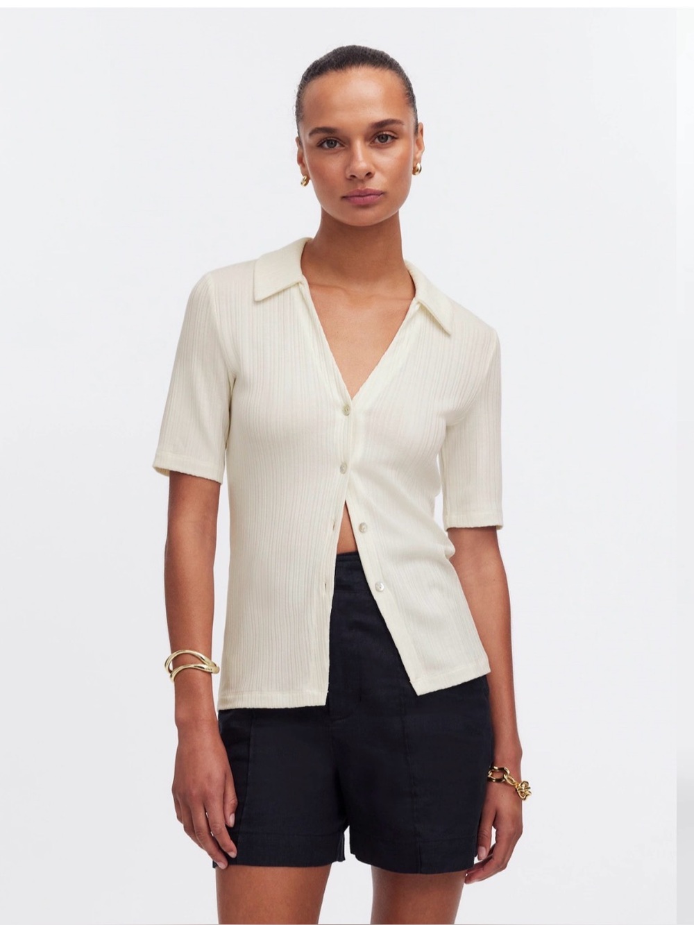 NWT Madewell Cutaway Hem Polo Top S